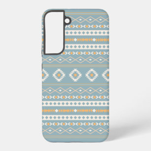 Aztec Cream Orange Blue Mixed Motif Muster Samsung Galaxy Hülle