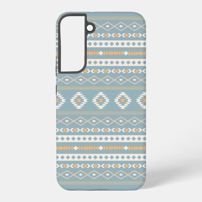 Aztec Cream Orange Blue Mixed Motif Muster Samsung Galaxy Hülle (Rückseite)