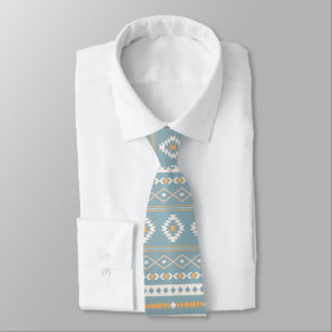Aztec Cream Orange Blue Mixed Motif Rpt Muster Krawatte
