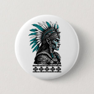 Aztec Culture Mayan Indigenas People Button