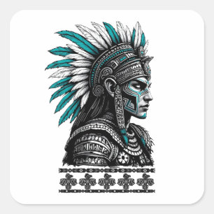 Aztec Culture Mayan Indigenas People Quadratischer Aufkleber