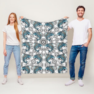 Aztec-Delfin-Muster Fleecedecke