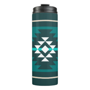 Aztec design in turquoise color thermosbecher