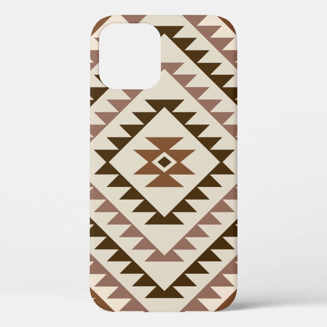 Aztec-Diamant-Muster-Design Braun+Creme Case-Mate iPhone Hülle (Rückseite)