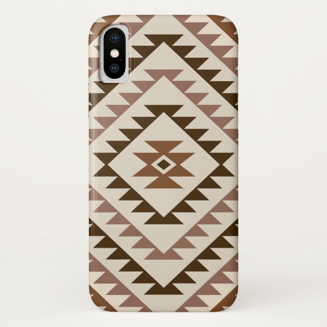 Aztec-Diamant-Muster-Design Braun+Creme Case-Mate iPhone Hülle (Rückseite)