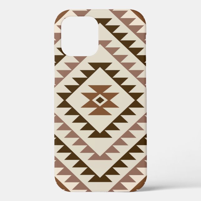 Aztec-Diamant-Muster-Design Braun+Creme Case-Mate iPhone Hülle (Rückseite)