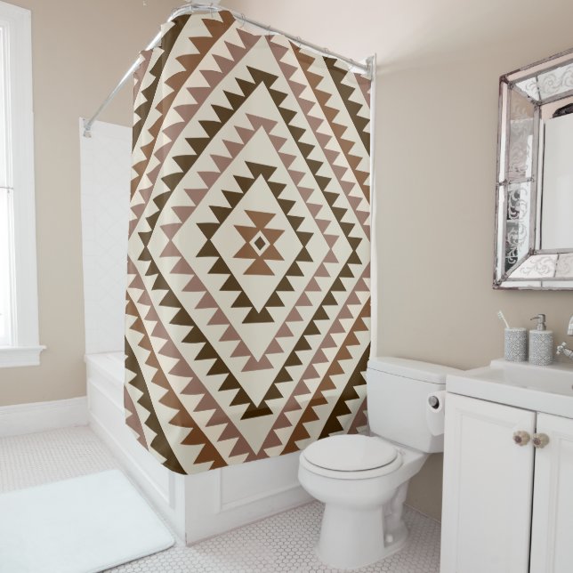 Aztec-Diamant-Muster-Design Braun+Creme Duschvorhang (Beispiel)