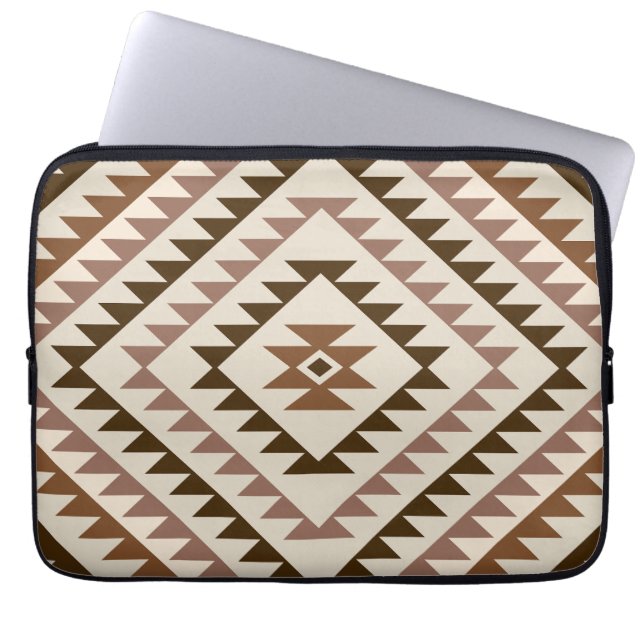 Aztec-Diamant-Muster-Design Braun+Creme Laptopschutzhülle (Vorderseite)