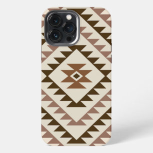 Aztec-Diamantmotiv-Design Braun+Creme iPhone 13 Pro Max Hülle