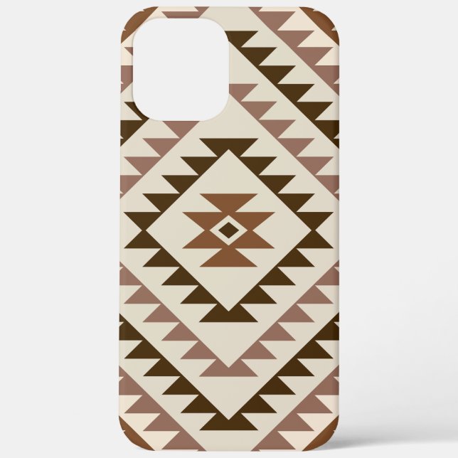 Aztec-Diamantmuster-Design Braun+Creme Case-Mate iPhone Hülle (Rückseite)