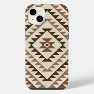 Aztec-Diamantmuster-Design Braun+Creme iPhone 14 Plus Hülle