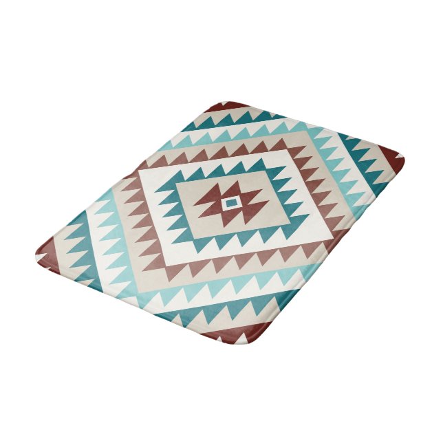Aztec Diamond Motif Design Tees Creams Browns Badematte (Schrägansicht)