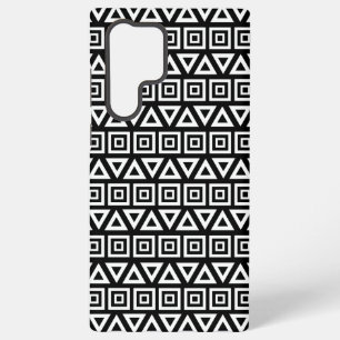 Aztec Dreiecke+Quadrate Muster Weiß auf Schwarz Samsung Galaxy Hülle