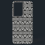 Aztec Dreiecke Quadrate Muster Weiß auf Schwarz Samsung Galaxy Hülle<br><div class="desc">Aztekische Dreiecke und Quadrat Muster in Weiß auf schwarzem Hintergrund.</div>