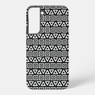 Aztec Dreiecke+Quadrate Muster Weiß auf Schwarz Samsung Galaxy Hülle