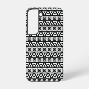 Aztec Dreiecke+Quadrate Muster Weiß auf Schwarz Samsung Galaxy Hülle