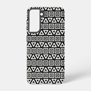 Aztec Dreiecke+Quadrate Muster Weiß auf Schwarz Samsung Galaxy Hülle
