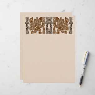 Aztec Eagle Warrior Tribal Alte Kunst Briefbogen