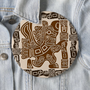 Aztec Eagle Warrior Tribal Alte Kunst Button