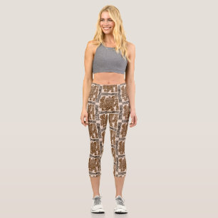 Aztec Eagle Warrior Tribal Alte Kunst Capri Leggings