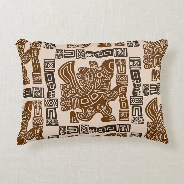 Aztec Eagle Warrior Tribal Alte Kunst Dekokissen (Vorderseite)