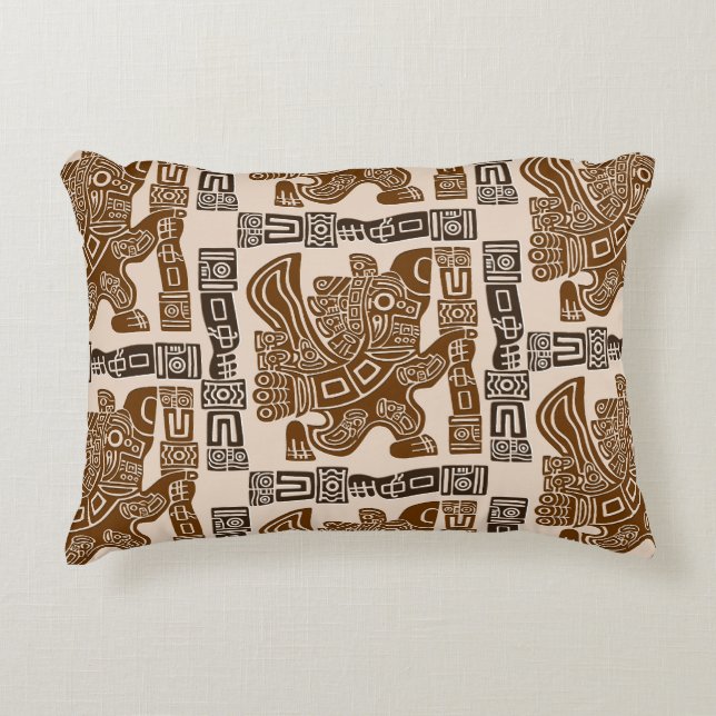 Aztec Eagle Warrior Tribal Alte Kunst Dekokissen (Vorderseite)