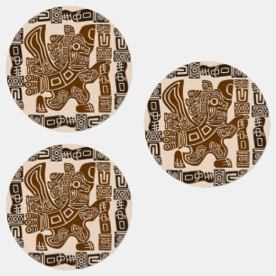 Aztec Eagle Warrior Tribal Alte Kunst Etiketten