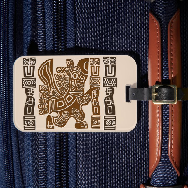 Aztec Eagle Warrior Tribal Alte Kunst Gepäckanhänger (Vorderseite Insitu 4)