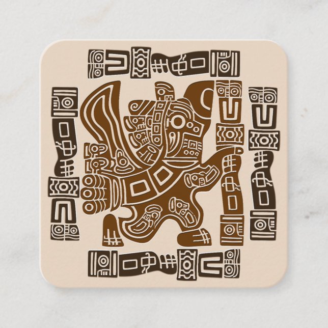 Aztec Eagle Warrior Tribal Alte Kunst Quadratische Visitenkarte (Vorderseite)
