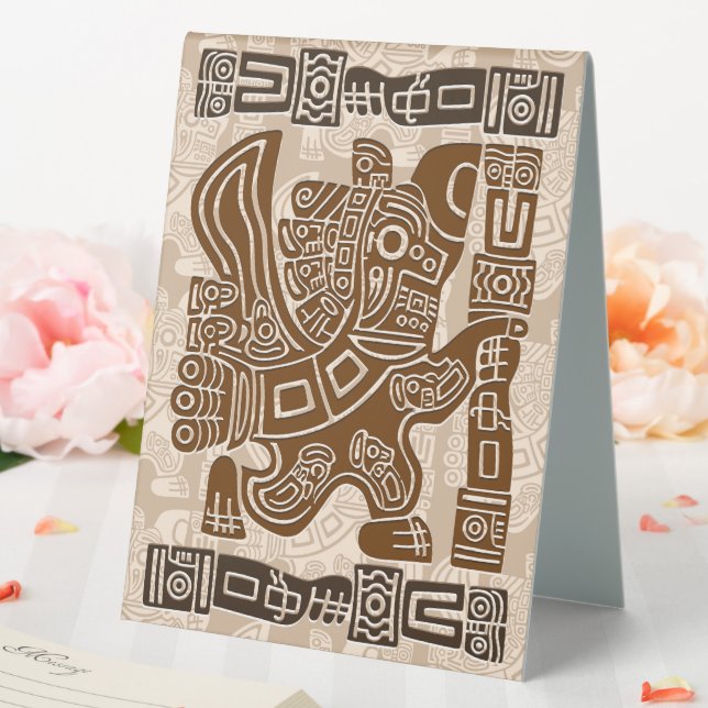 Aztec Eagle Warrior Tribal Alte Kunst Tischaufsteller (In Situ (Hochzeit))