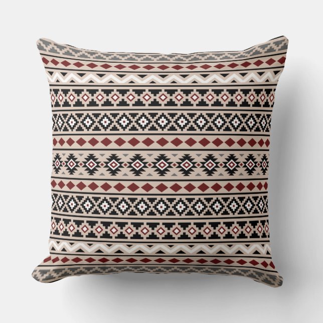 Aztec Essence II Ptn Schwarz-weiß Gray Red Sand Kissen (Vorderseite)