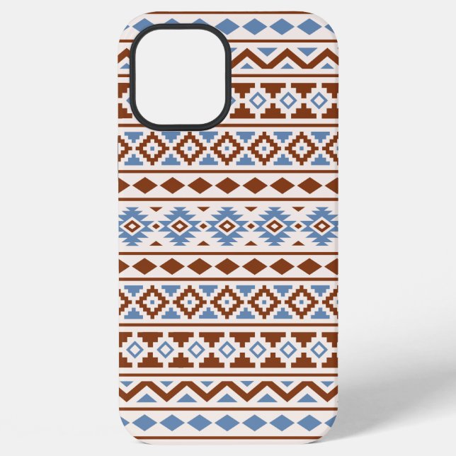 Aztec Essence Muster II Rust Blue Creme iPhone 12 Pro Max Hülle (Rückseite)