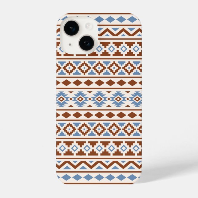 Aztec Essence Muster II Rust Blue Creme iPhone 14 Hülle (Rückseite)