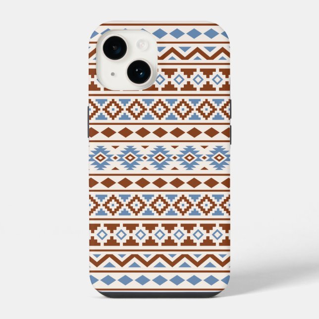 Aztec Essence Muster II Rust Blue Creme iPhone 14 Hülle (Rückseite)