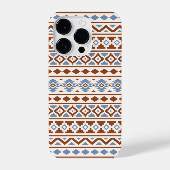 Aztec Essence Muster II Rust Blue Creme iPhone 14 Pro Hülle (Rückseite)