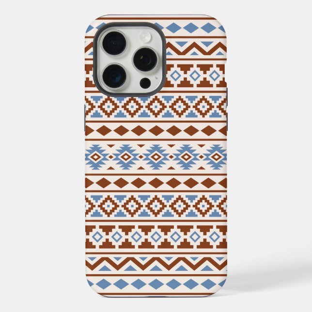 Aztec Essence Muster II Rust Blue Creme iPhone 15 Pro Max Hülle (Rückseite)