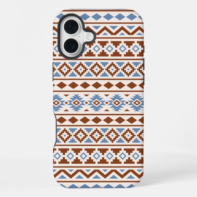 Aztec Essence Muster II Rust Blue Creme iPhone 16 Plus Hülle (Rückseite)