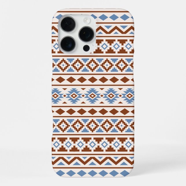 Aztec Essence Muster II Rust Blue Creme iPhone 16 Pro Max Hülle (Rückseite)