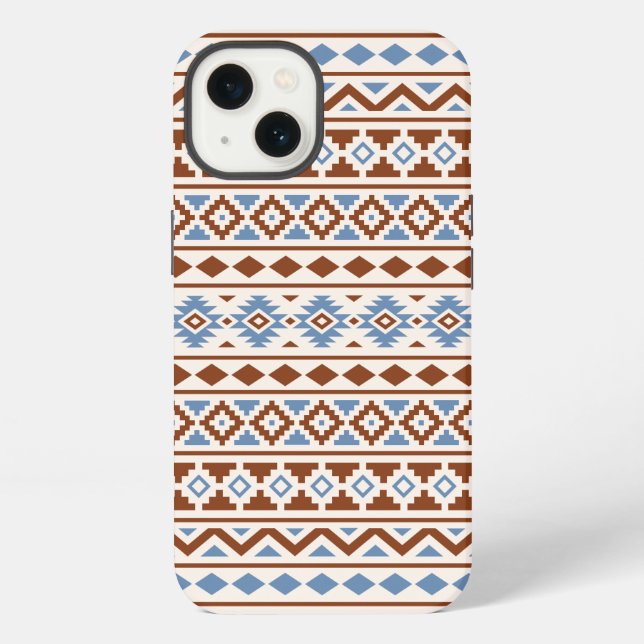 Aztec Essence Muster II Rust Blue Creme iPhone Hülle (Rückseite)