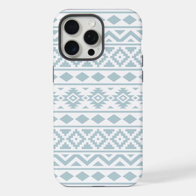 Aztec Essence Ptn III Duck Egg Blue auf Weiß iPhone 15 Pro Max Hülle (Rückseite)