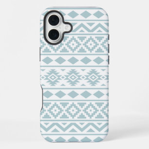 Aztec Essence Ptn III Duck Egg Blue auf Weiß iPhone 16 Plus Hülle