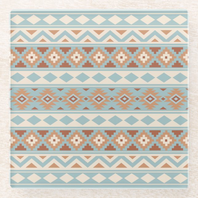 Aztec Essence Ptn IIIb Blue Cream Terracottas Glasuntersetzer (Vorderseite)