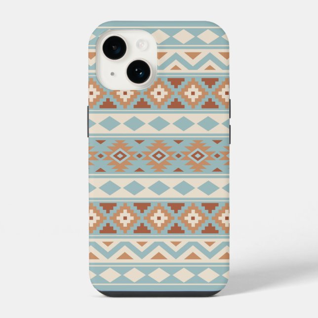Aztec Essence Ptn IIIb Blue Cream Terracottas iPhone 14 Hülle (Rückseite)