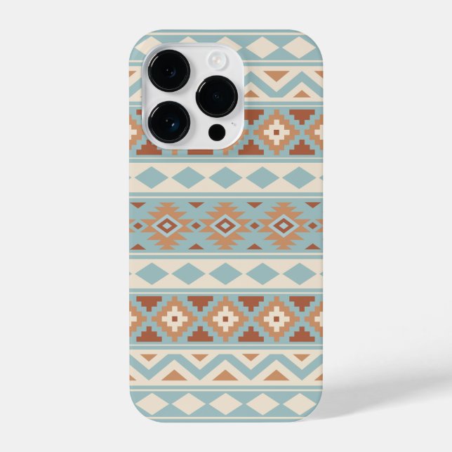 Aztec Essence Ptn IIIb Blue Cream Terracottas iPhone 14 Pro Hülle (Rückseite)