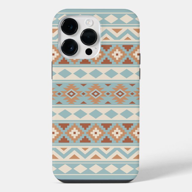 Aztec Essence Ptn IIIb Blue Cream Terracottas iPhone 14 Pro Max Hülle (Rückseite)
