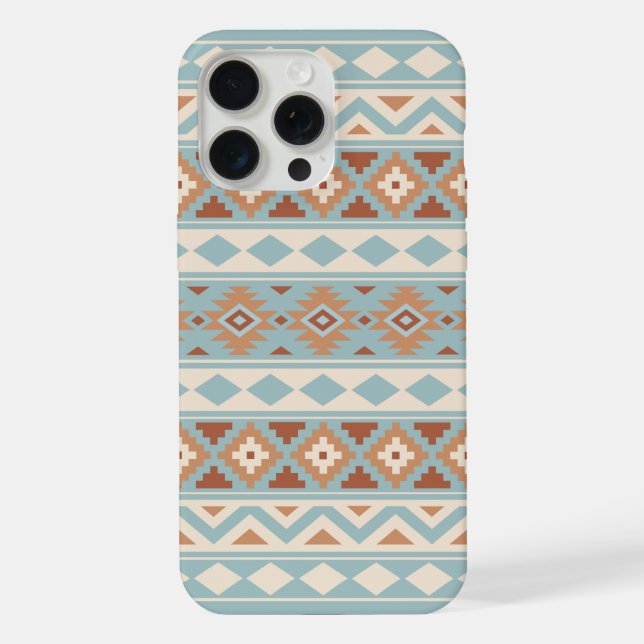 Aztec Essence Ptn IIIb Blue Cream Terracottas iPhone 15 Pro Max Hülle (Rückseite)