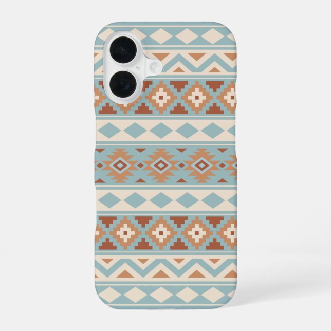 Aztec Essence Ptn IIIb Blue Cream Terracottas iPhone 16 Hülle (Rückseite)