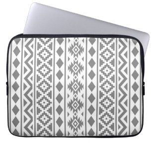 Aztec Essence Vertical Ptn III Grau auf Weiß Laptopschutzhülle