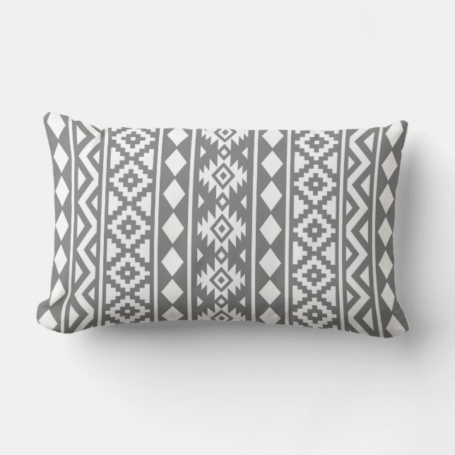 Aztec Essence Vertical Ptn III White on Grey Lendenkissen (Vorderseite)