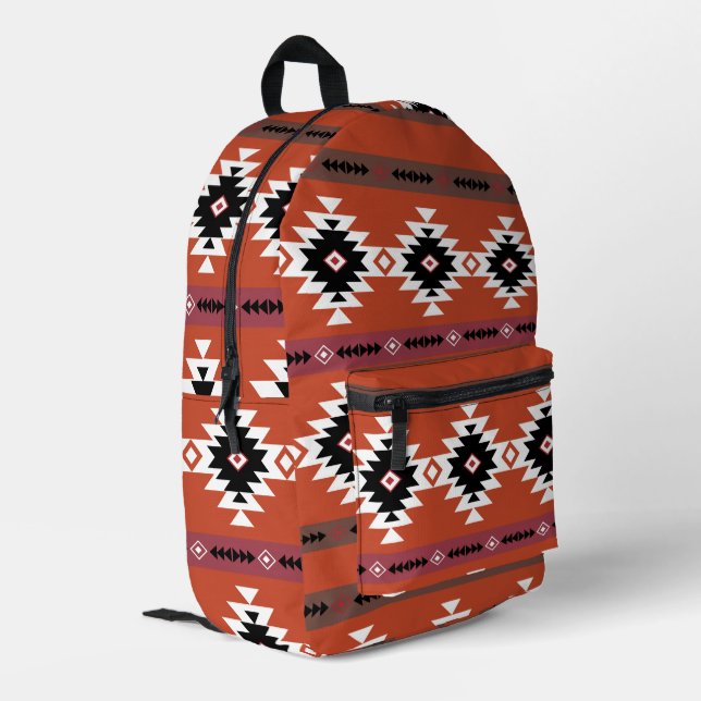 Aztec farbiges geometrisches Muster Bedruckter Rucksack (Rückseitige Ecke links)